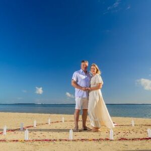 romantikus tengerparti piknik és fotózás